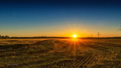 Sunset Over Hayfield, Fine Art Print